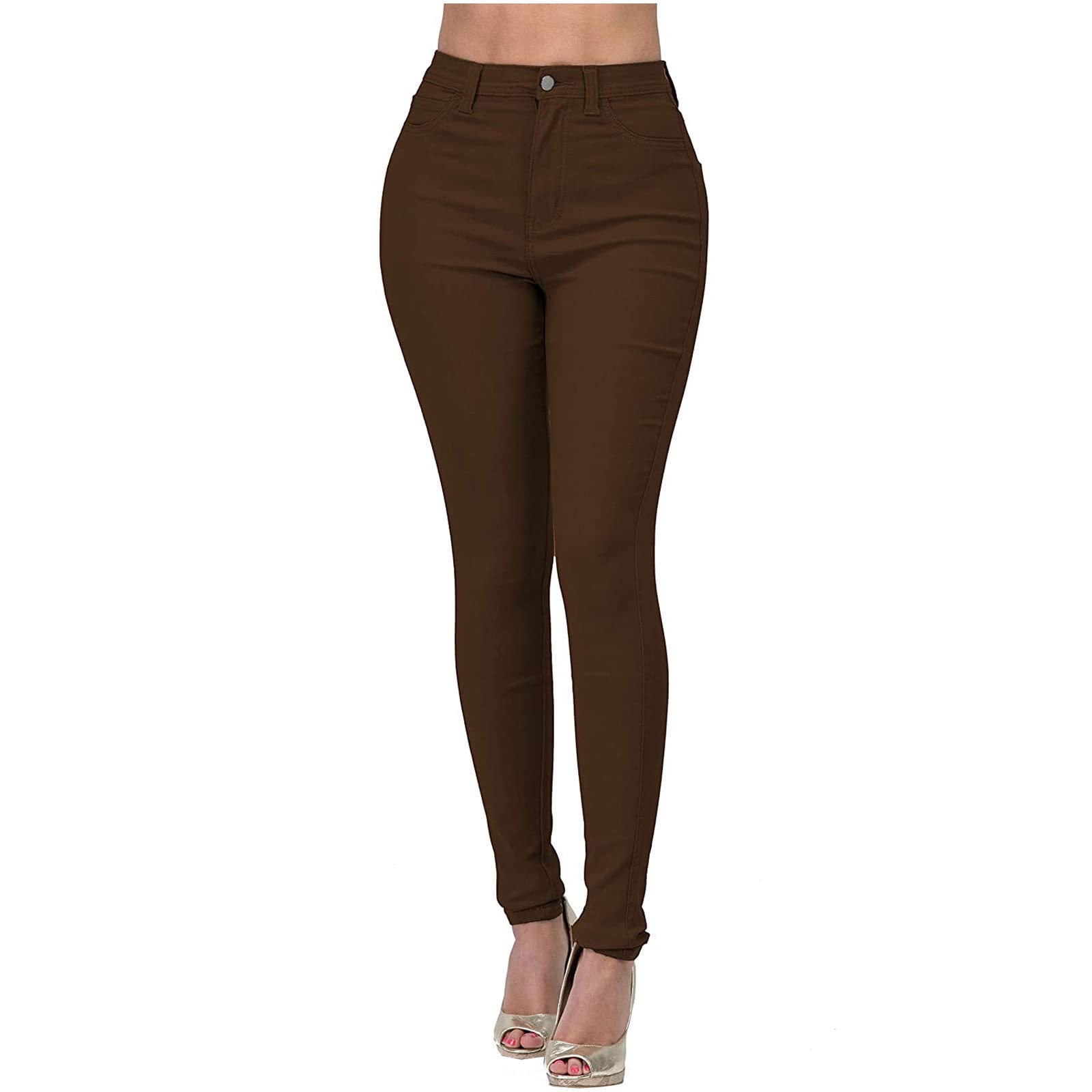 Dninmim Pantalon moulant élastique taille haute pour femme printemps automne skinny décontracté