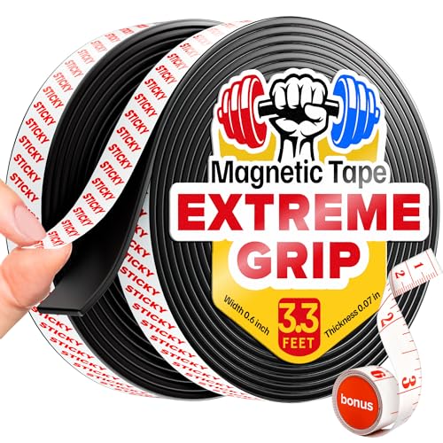 Flexible Magnetic Tape Roll - Strong Self-Adhesive Magnetic Strips for Fly Screens, DIY Projects, and More | Cut-to-Fit Sticky Magnet Tape (A+B)