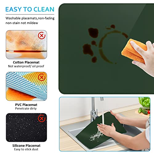 Tovagliette in Pelle Set di 6 Tovaglietta Americana Lavabili Impermeabili Antiscivolo Resistenti al Calore, Rettangolari Set Tovagliette, 16"X12" - Verde - immagine 4