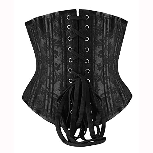 Shaperx Women's Waist Training Corsets Underbust Heavy Duty 26 Steel Boned Hourglass Silhouette Body Shaper, Sz1912-2-Black-M #TOP1