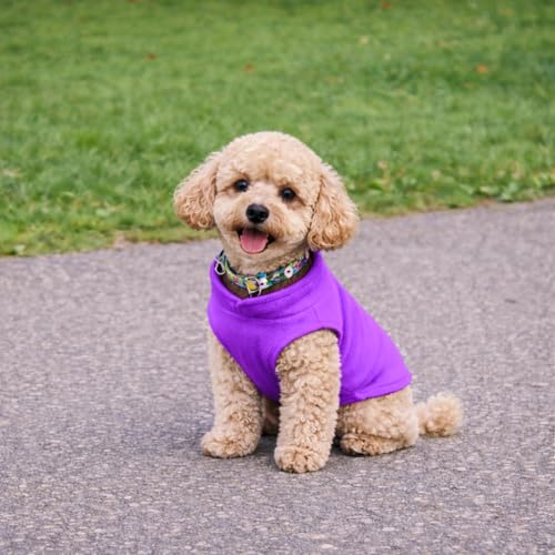 Image of JACKO & CO - Fleece Vest Dog Sweater with Leash Ring - Soft, Warm & Lightweight Pullover Coat for Small & Medium Dogs, Puppies & Cats - Cozy Fall /Winter /Spring Pet Jacket (Purple, XX-Large 25-35lbs)