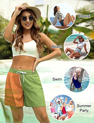 Rocorose Women's Board Shorts Quick Dry Summer Sports Drawstring Beach Trunks Built-in Liner with Pockets4