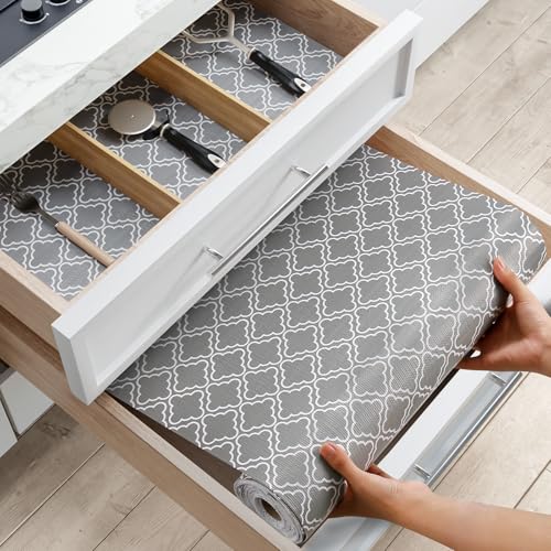 Revestimientos de cajones para armarios de cocina – Forro de estante no adhesivo de 12 pulgadas x 10 pies – Forro grueso e impermeable para cajones de cocina – Papel de contacto para armarios y