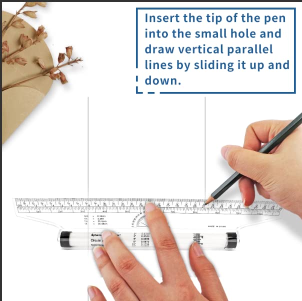 Miniatura 5 de Regla rodante de medición de plástico, regla de rodillo de dibujo de 12 pulgadas, regla de balanceo paralelo, regla de diseño de dibujo para medir,