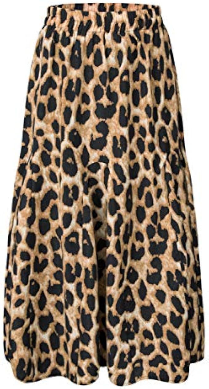 Choies 女款波西米亞風花卉印花彈性高腰百褶A字中長裙