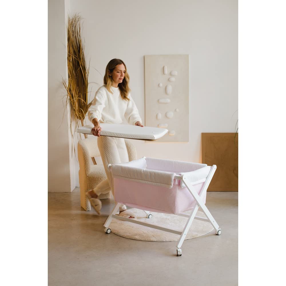 Interbaby 92082-31 - Minicuna de Madera con Textil Tipi Oso Gris, unisex