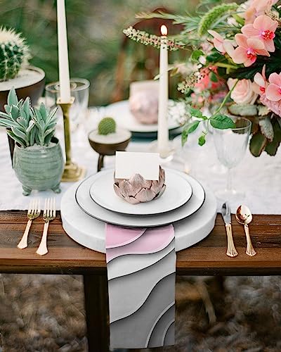 Servilletas de Tela Abstractas Geométricas Modernas Rosa Gris Pack 6 miniatura 4