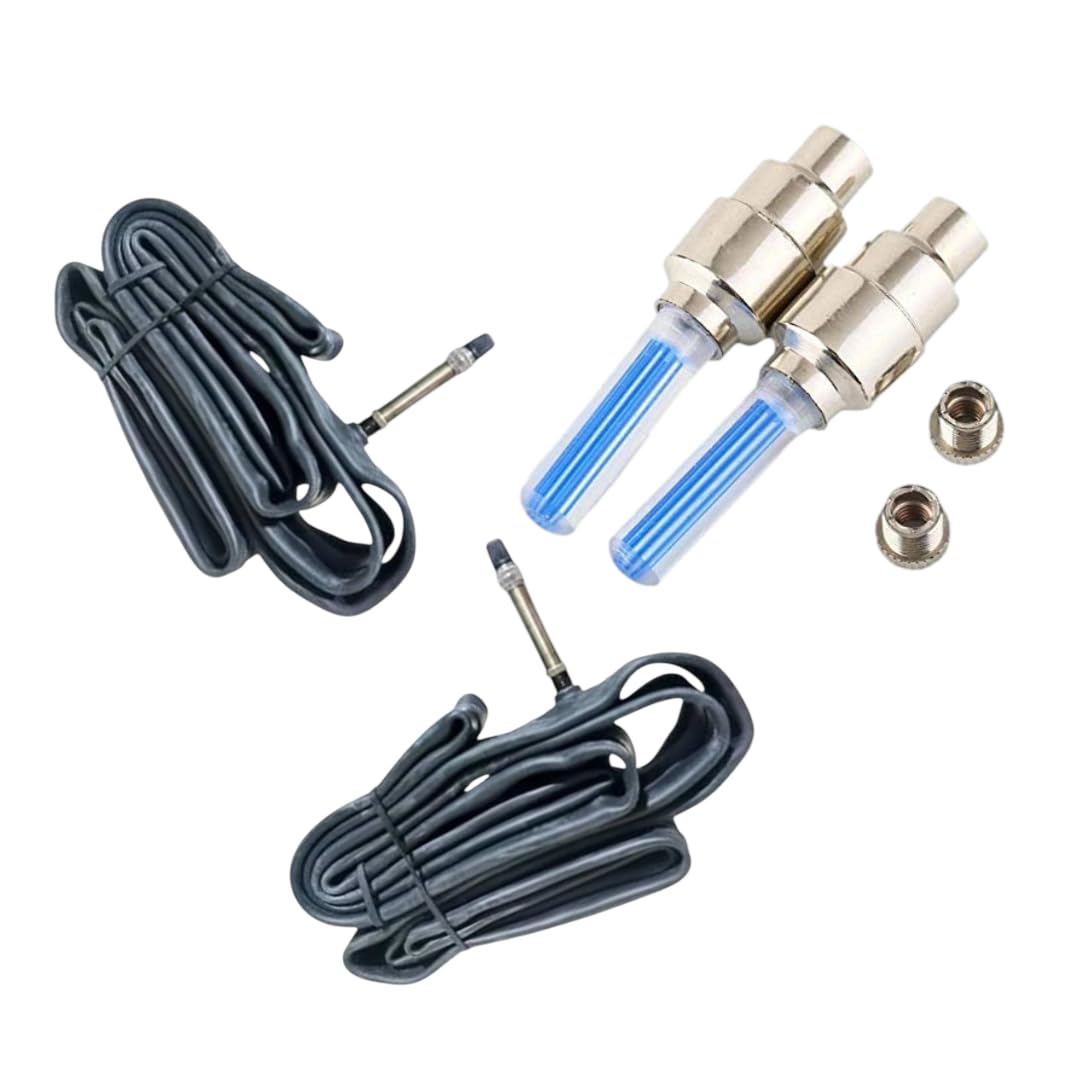 Bicycle Inner Tube Pack of 2 with LED Valve Light Pair | Blue LED Lights, Valve Cap Lights, 2 Inner Tubes Included, Easy Installation, Night Visibility-image-6