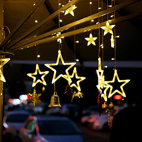 Lichterkette für den Außenbereich, Lichterkette mit 8 Modi, 138 LEDs/2 m/12 Sterne, batteriebetrieben, wasserdicht, für den Außen- und Innenbereich von Haus/Party/Weihnachten/Garten Cover