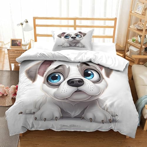 Housse de couette bouledogue ultra douce fermeture éclair lit 135x200