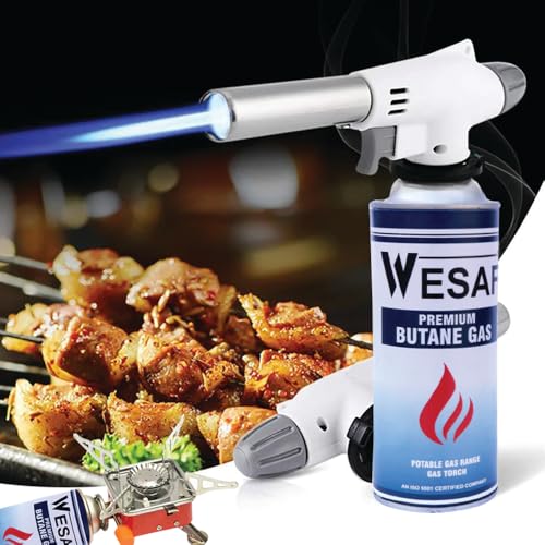 Image of Wesaf Butane Gas Refill Canister 225g, Portable Butane Gas Cylinders for Camping Stove, Welding Torch and Lighters (Grade-0001)