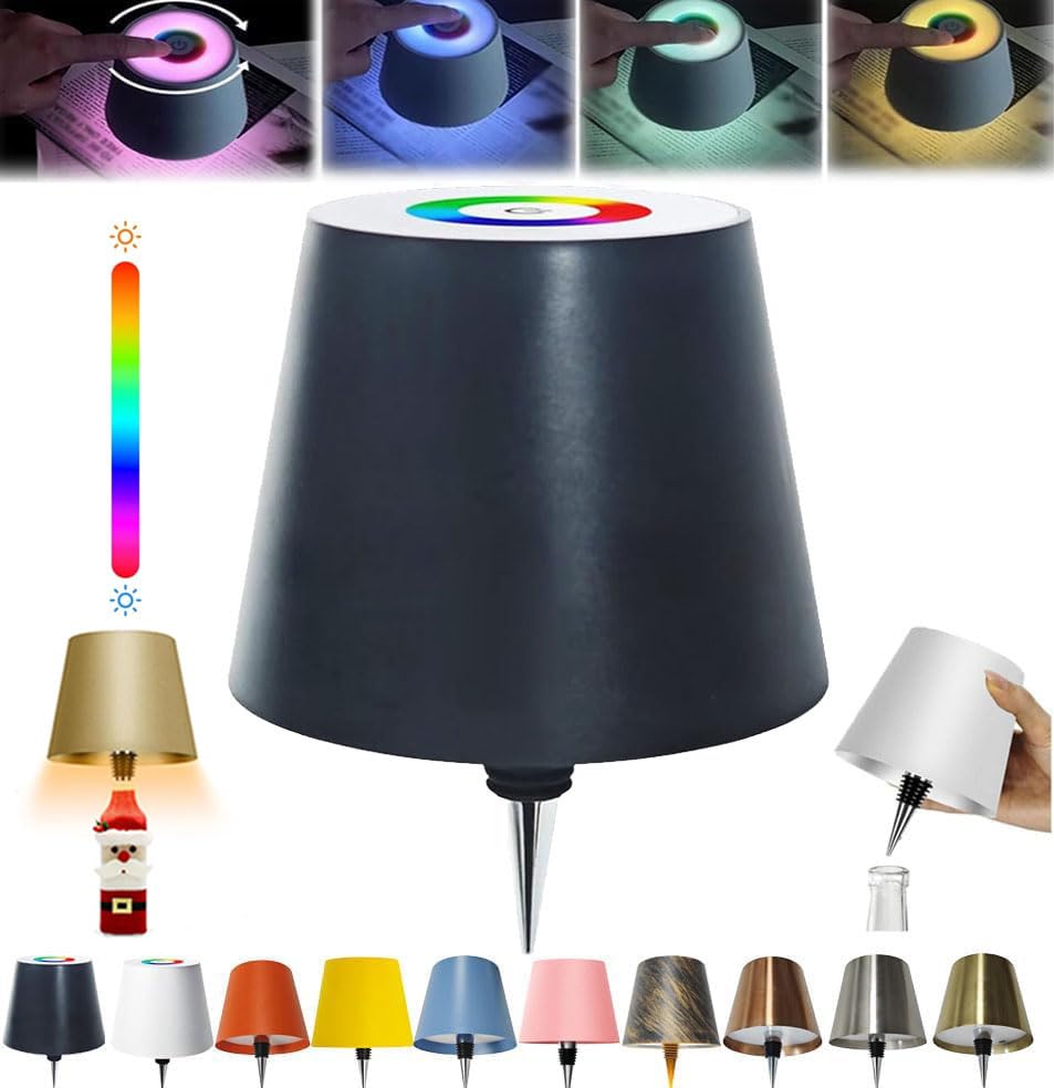 oddmmo Wireless Bottle Lamp, 2024 New Wireless Wine Bottle Light with Colorful Dimming, Rechargeable Touch Control Wine Bottle Lights, New LED Desk Lamp for Bedroom, Restaurant & Bar