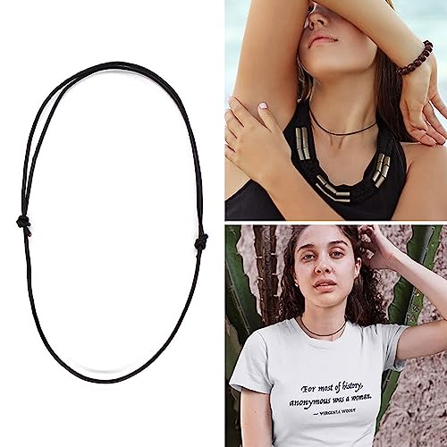 BOLOUY Set of 10 Adjustable Leathers Cords Necklace Rope Black Choker Necklace Cords Jewelry Findings for Jewelry Making