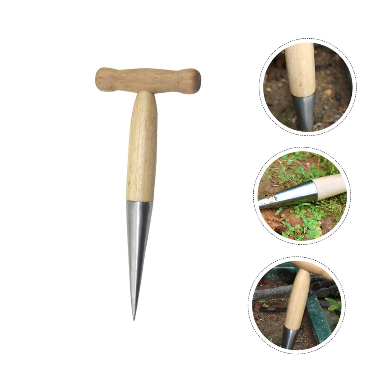 BEBEMOKO Garden Dibber Stainless Steel Dibber for Sowing Cultivation Tool with Spike