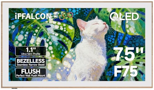 iFFALCON 75-Inch Class QLED 4K F75 Smart TV, Ultra-Slim 1.1'' Floating Picture Frame TV, Seamless Wall-Mount Installation | Dolby Vision IQ, 144Hz, Google TV, Alexa(Add TV & Frame to Cart Together)