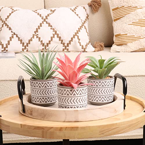 Artificial Plants In Pot, Set Of 3 Faux Succulents Plants In Ceramic Pots With Bohemian Style, Fake Potted Plants With Pots For Indoor Home Office Desk Plants Boho Farmhouse Style Decoration, 3 Packs #TOP3