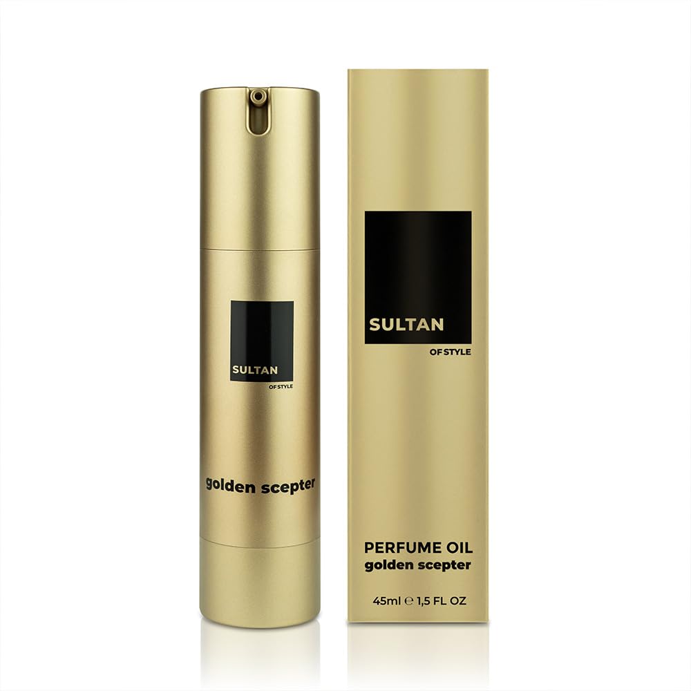 Sultan of Style Golden Scepter Limited Edition Perfume Oil para hombre, 45 ml, aroma picante y fresco, 100% libre de alcohol, aceites esenciales nutritivos, regalos para hombres
