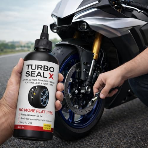 Image of TURBO SEAL X Tubeless Tire Sealant 500ml Anti Puncture Liquid for Tubeless Tyres for Bike & Car Auto Puncture Repair Liquid Tyre Sealant | (Pack of 1)