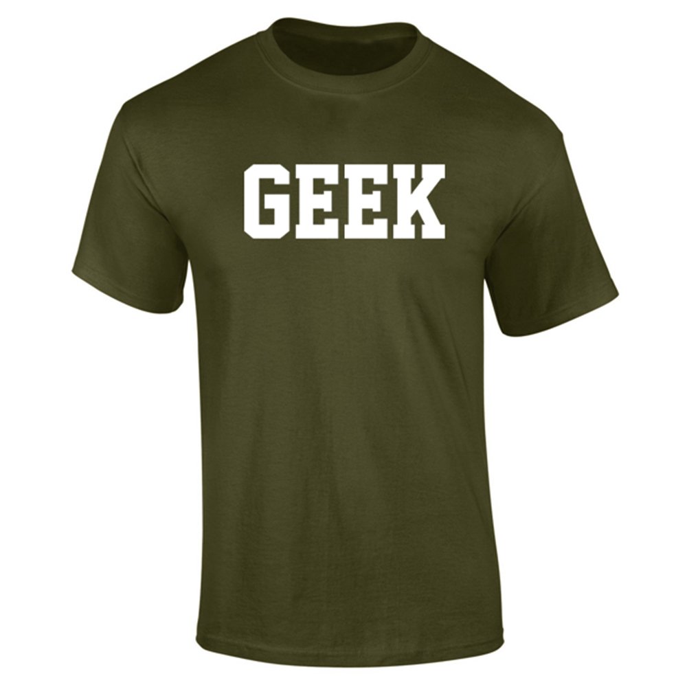Flip Mens Geek Logo Varsity Nerd Slogan T-Shirt Khaki (XXL)