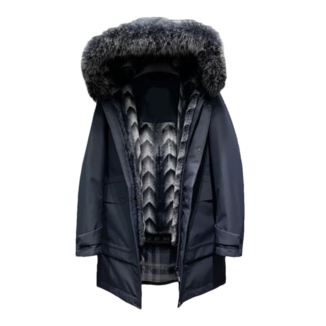 Vogrtcc Men Down Jackets Hooded Outerwear Fur Collar Winter Coat