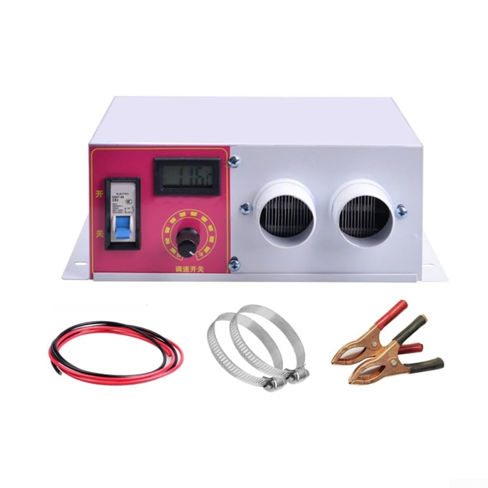 Riscaldatore elettrico da 900 W, controllo della velocità, display digitale, doppia uscita d'aria PTC, riscaldamento per veicoli da 12 V/24 V, auto, camion, gru, carrelli elevatori (24 V x 900 W +