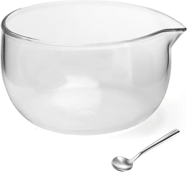 APOMOONS Glass Matcha Bowl with Pourer & Spoon, 350ml Salad Bowl Set