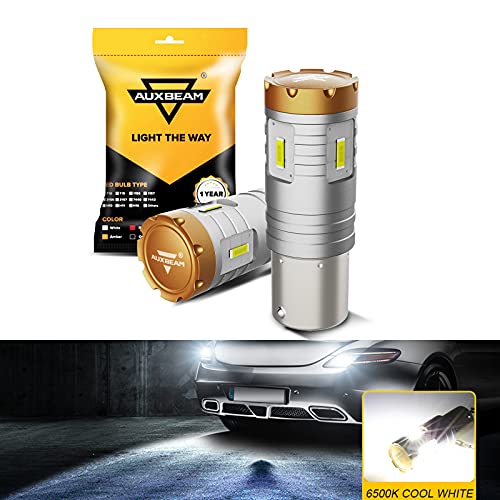 Auxbeam 1157 Led Brake Light Bulbs, 10000 Lumens Xenon White 1157 Led Bulb 2057 2357 7528 BAY15D LED Replacement Bulbs for Back Up Parking Tail Lights or Turn Signal Lights (2 PCS)