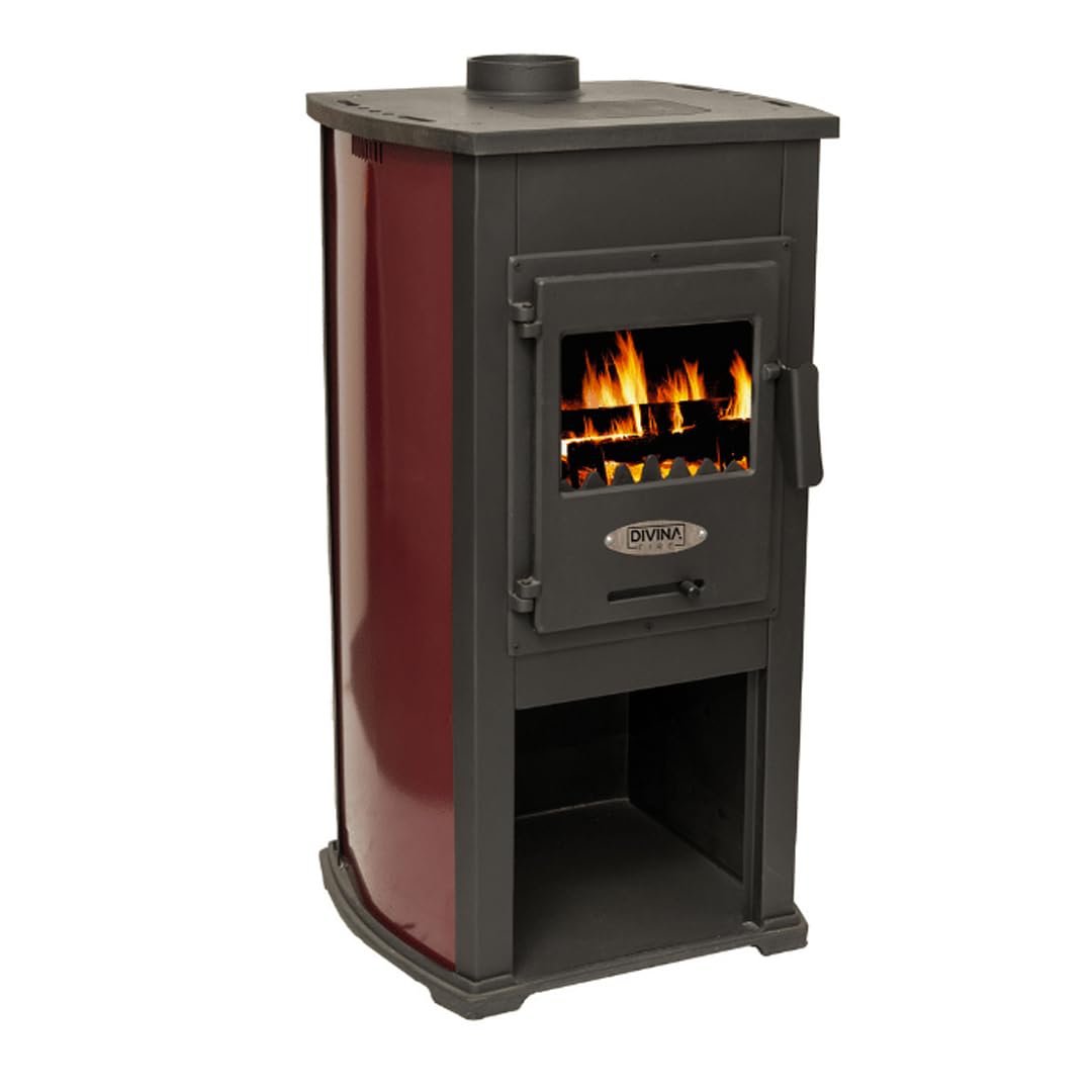 Stufa a legna in ghisa KATERINA 8,45 KW L 47 x P 40 x H 94 Bordeaux