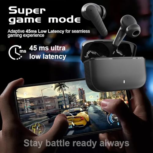 Image of True Wireless Stereo in Ear Earbuds with Environmental Noise Cancellation Quad Mic | Low Latency Gaming | Type-C Fast Charging | IPX5 Waterproof Standard | Bluetooth 5.4 Earbuds TWS [ Black ]