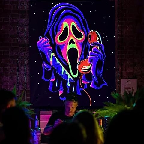 Simpkeely UV Reactive Ghost Wall Tapestry Cover