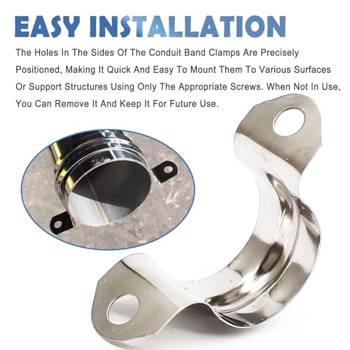 Image of Nge 3 /4inch Rigid Pipe Strap Clamp-Two Hole Strap-U Bracket Tube Clip-Stainless Steel Heavy Duty Pipe Fasten Holder-Secures Conduit,50Pcs(25mm)