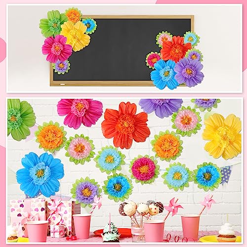 Image of TaoBary 36 Pcs Large Colorful Tissue Paper Flowers 20 inch Giant Fiesta Paper Pom Poms Classroom Wall Decor Birthday Wedding Engagement Backdrop Centerpiece Tea Party Supplies (Rainbow Color)