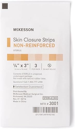 Miniatura 3 de McKesson Tiras de cierre de piel, estériles, no reforzadas, 14 pulgadas x 3 pulgadas, 50 unidades