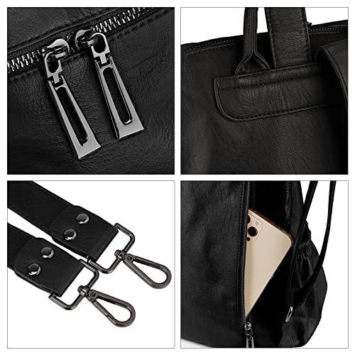 Image of Uromee Travel Backpack Purse for Women Vegan Leather Ladies Fashion Tassel Shoulder Bag Convertible