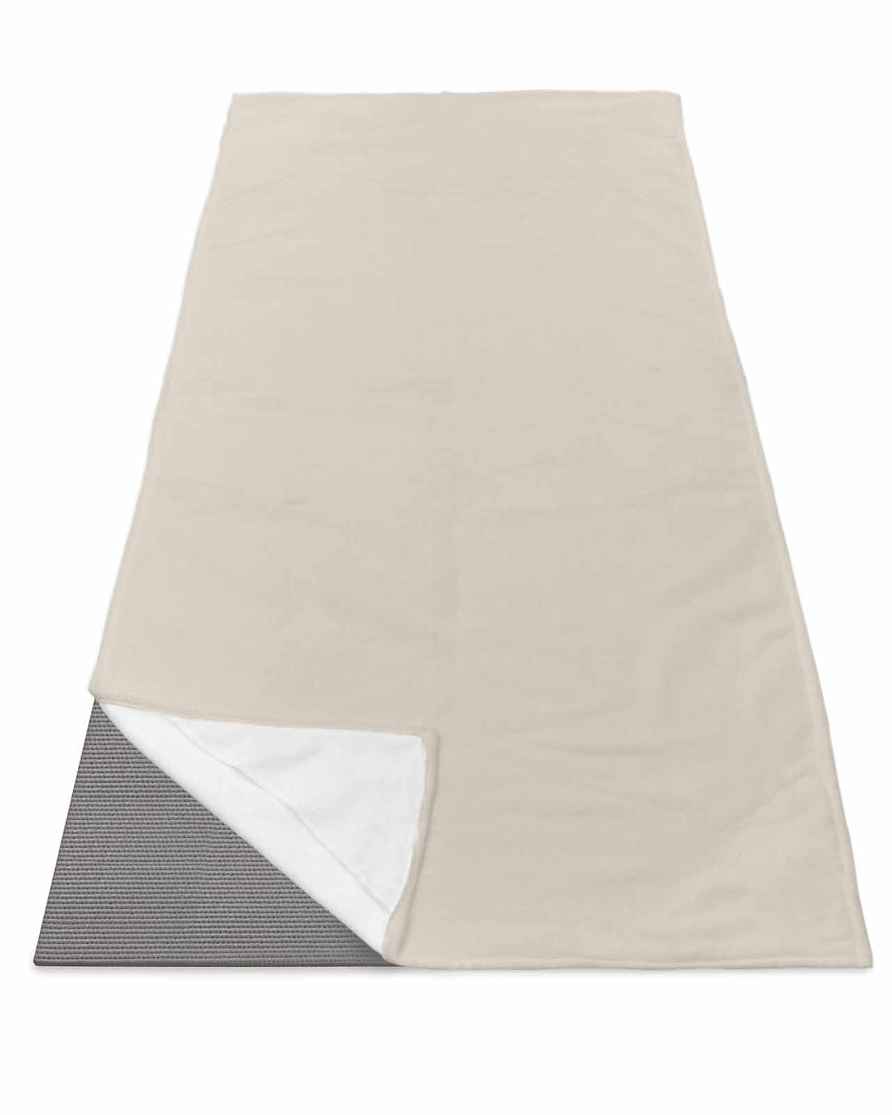 DecorLovee Yoga Mat Towel for Hot Yoga, Ivory White Absorb Sweat Microfiber Yoga Towel Non Slip Yoga Mat Towel with 4 Corner Pockets for Bikram,