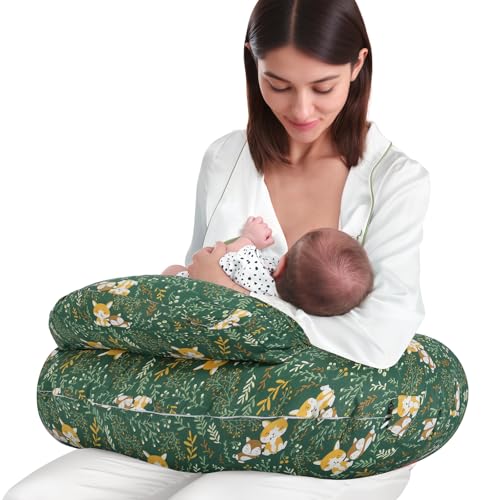 Image of AMASKY Nursing Pillow for Breastfeeding, Animal Patterns Removable Cotton Cover, Support for Mom and Baby, Plus Size Ergonomic Design Breastfeeding Pillows, Machine Washable, Green, Pallet of Product