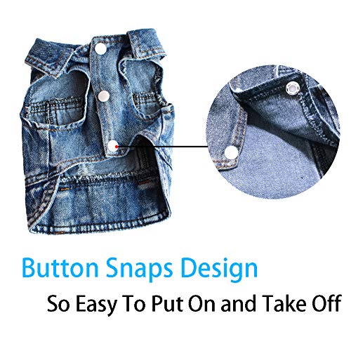 Strangefly Dog Jean Jacket, Blue Puppy Denim T-Shirt, Machine Washable Dog Clothes, Comfort And Cool Apparel, For Small Medium Dogs Pets And Cats (M, Blue Type 1) #TOP3