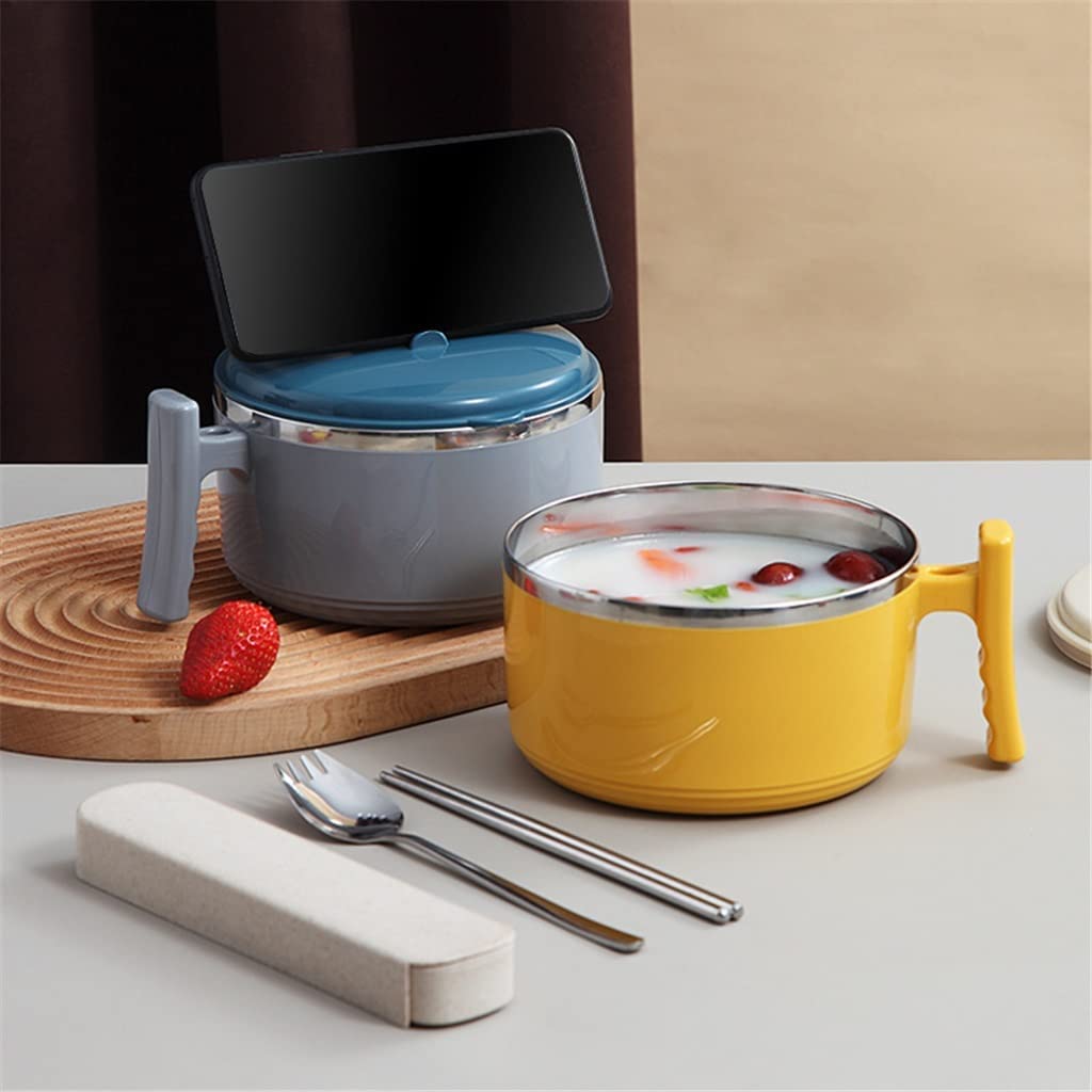 Bento Box Lunch Box, dwuwarstwowe pudełko na lunch z uchwytem Wewnętrzna miska ze stali nierdzewnej Miska Kuchnia Ramen Sałatka owocowa Przybory kuchenne (kolor: B, rozmiar: jak pokazuje zdjęcie) (Co