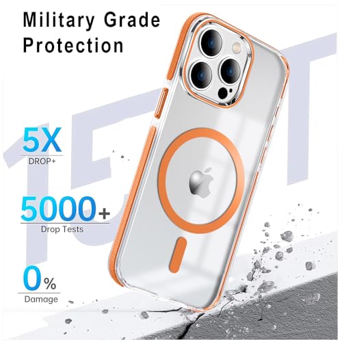 Image of MINTZZ ️ for iPhone 14 Pro Case, Compatible with MagSafe, Military-Grade Protection, Yellowing Resistant, Scratch-Resistant TPU Back, Magnetic Phone Case (Orange, iPhone 14 Pro)