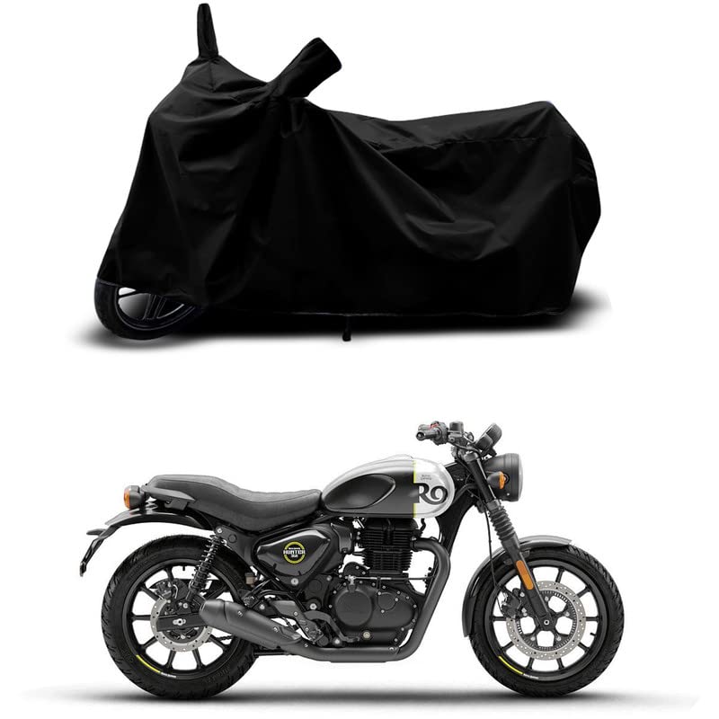 Image of 100% Scratchproof /UV-Rays /Heat Protection /Birds Dropping /Water Resistant /Dust Proof /Waterproof /Full Bike Scooty Two Wheeler Body Cover Compatible for Hunter 350 BS6 All Varients[Black]
