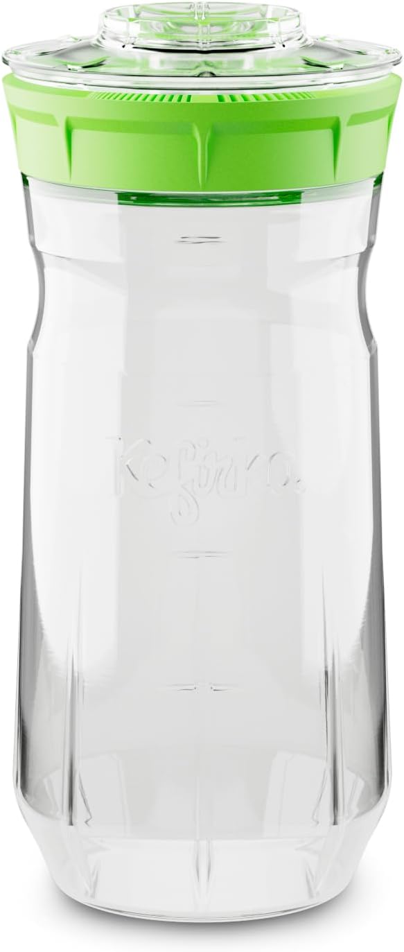 Kefirko The Ideal Set to Make Milk Kefir or Water Kefir at Home (1.4 Litres) green
