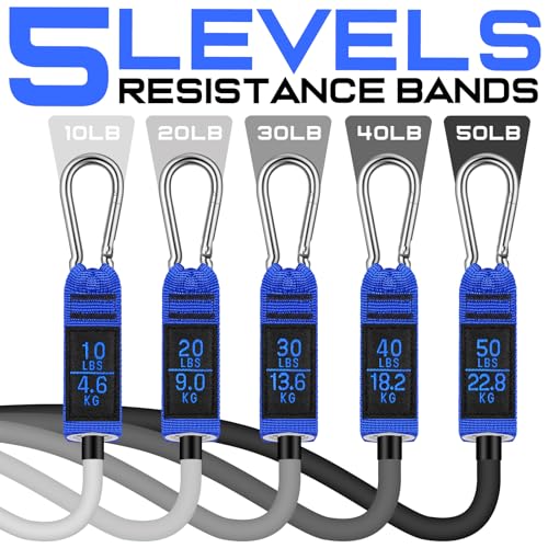 Image of WALITO Resistance Bands Set - Exercise Bands with Handles, Door Anchor, Legs Ankle Straps, for Heavy Resistance Training, Physical Therapy, Muscle Training, Yoga, Home Workouts (145LBS, Blue)