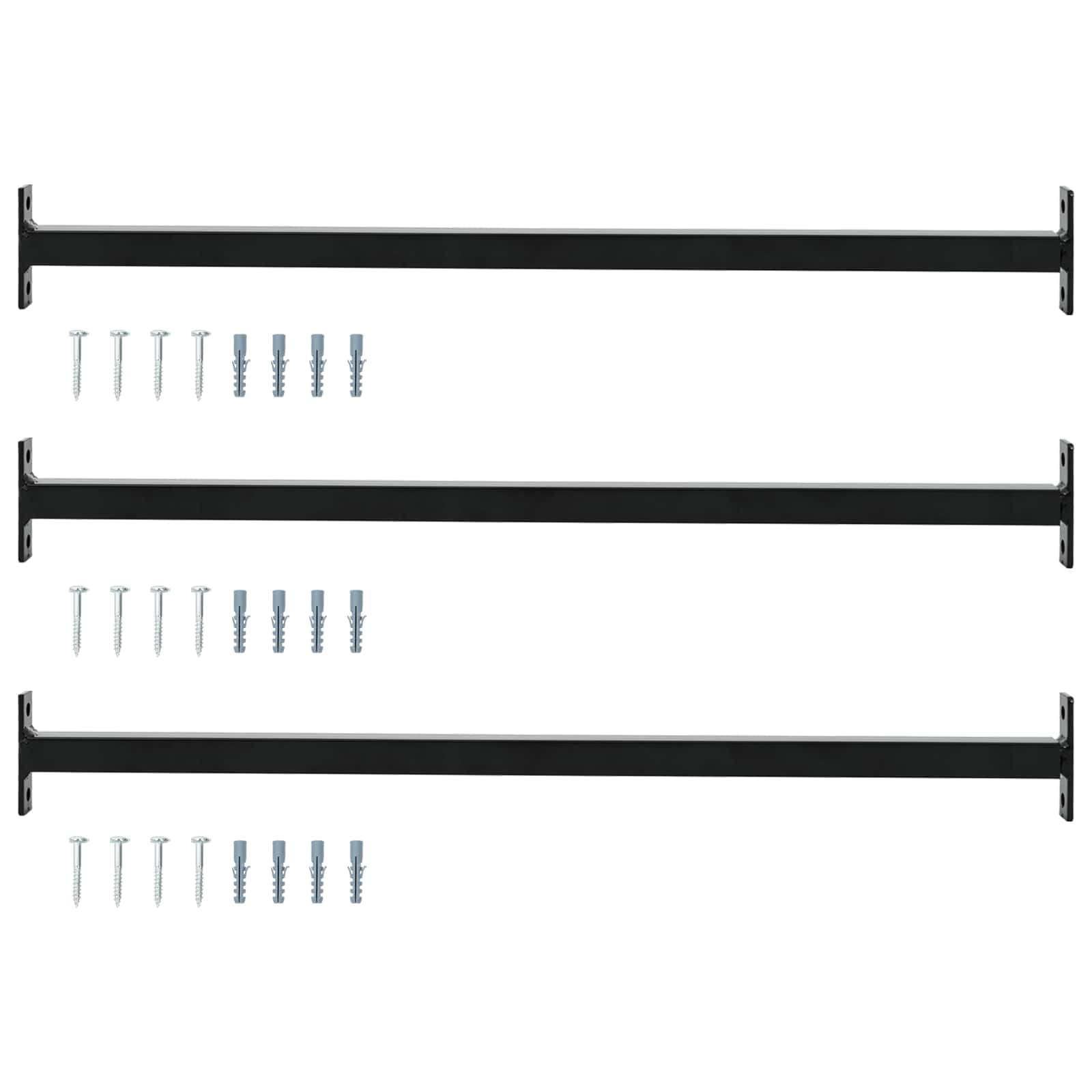 Barra de seguridad ajustable para ventanas 3 pcs Negro Acero para balcón,planta baja,ventana de bodega,ventanas exteriores