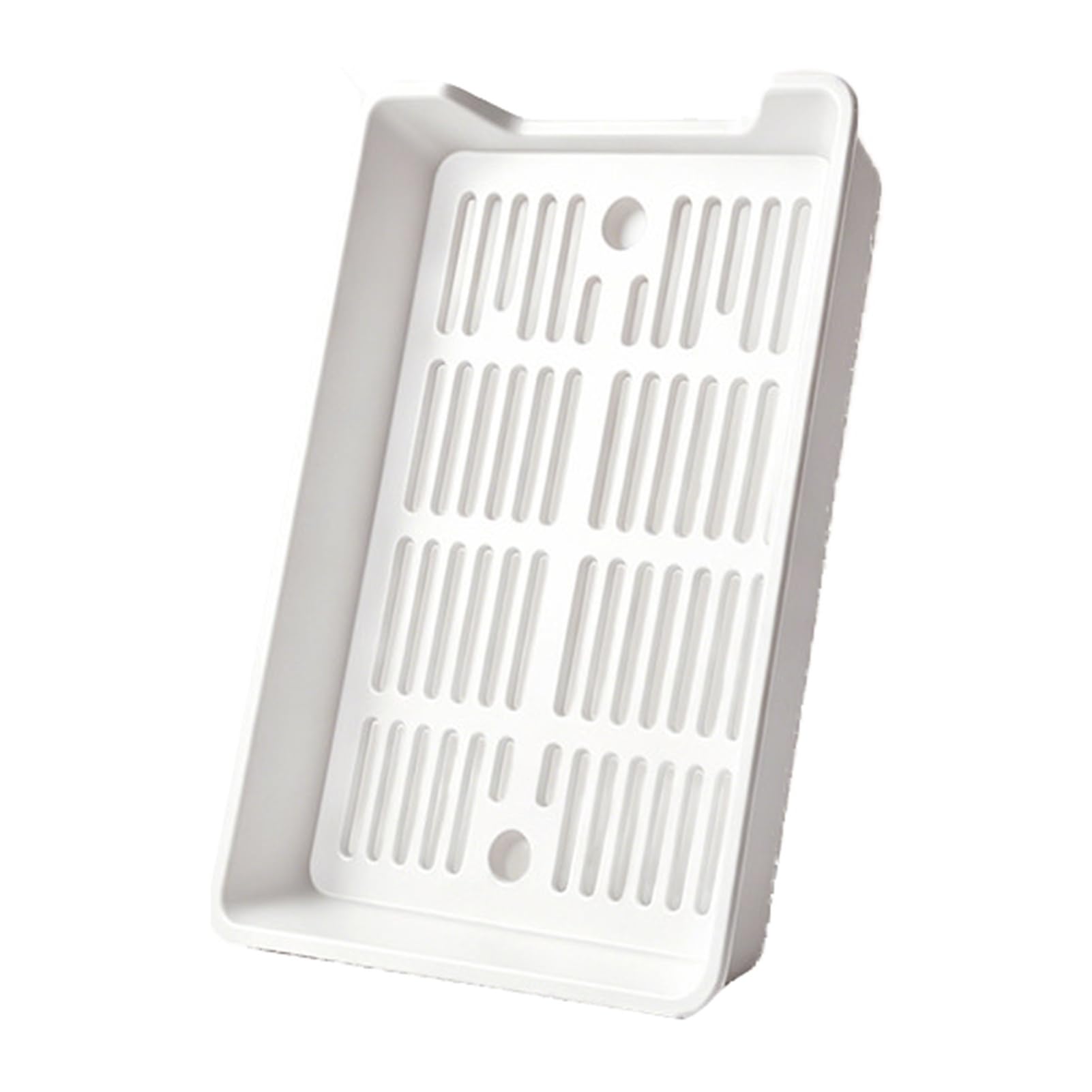 Double-layer PP Tray,Rectangular Barbecue,Removable Perforated Drain Plate,Suitable for Storing Fried Skewers(White)