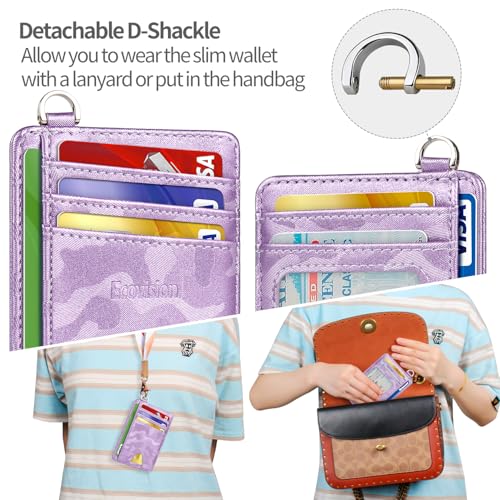 Image of Slim Minimalist Front Pocket Wallet, RFID Blocking Credit Card Holder Wallet with Detachable D-Shackle for Men Women