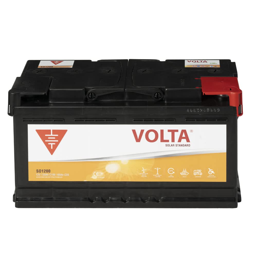 Bateria Solar para Automóvil de turismo 120Ah C100 - Borne +Dcha - Medidas Largo 353 x Ancho 175 x Alto 190 mm. con 2 años de Garantía - Fabricación Europea.