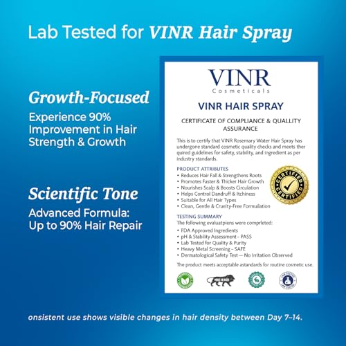 Image of VINR Rosemary Hair Spray for Hair Growth | Rosemary Water & Mint Scalp Strengthening Spray | Anti Hair Fall | Hair Mist | Lightweight Hair Growth Mist | All Hair Types 100 ml