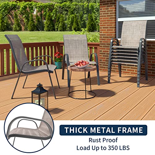 Image of Amopatio Patio Chairs Set of 8, Outdoor Stackable Dining Chairs for All Weather, Breathable Garden Outdoor Furniture for Backyard Deck, Light Brown