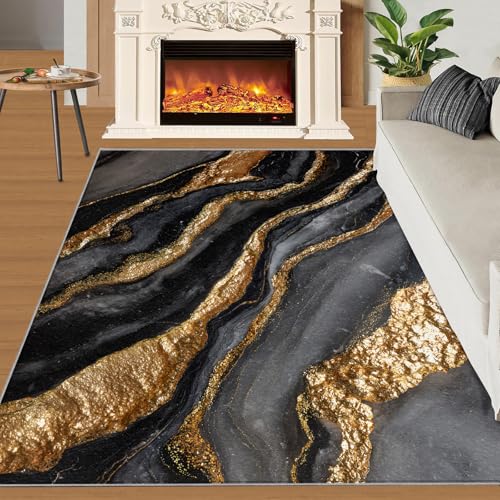 Tapis lavable marbre abstrait antidérapant 200x290cm doux - 3