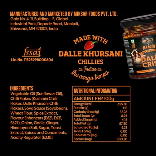 Image of Naagin Dalle Crisp Chilli Oil (160g) | Spicy | All-purpose Crunchy, Sichuan Pepper | No Added Preservatives | Dip, Cook, Marinate, Stir-fry | Enjoy with Momos, Rice, Pizza & Noodles